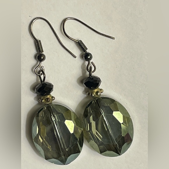 Vintage dangle earrings with faceted teardrop faux citrine stones! 🌿 - Picture 5 of 9